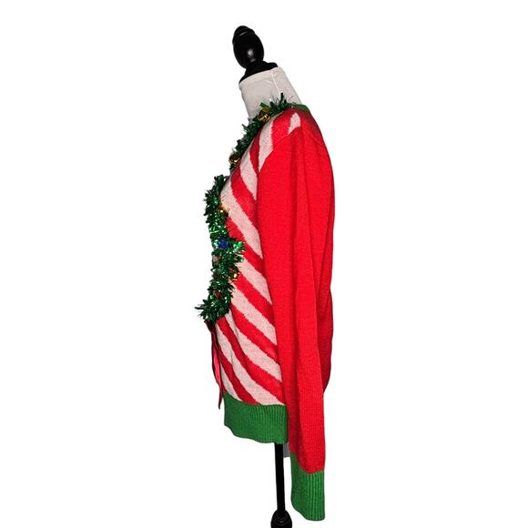 Ugly Sweater Jingle Bell Christmas Wreath Sweater Red Green Size Small/Medium - Picture 8 of 13